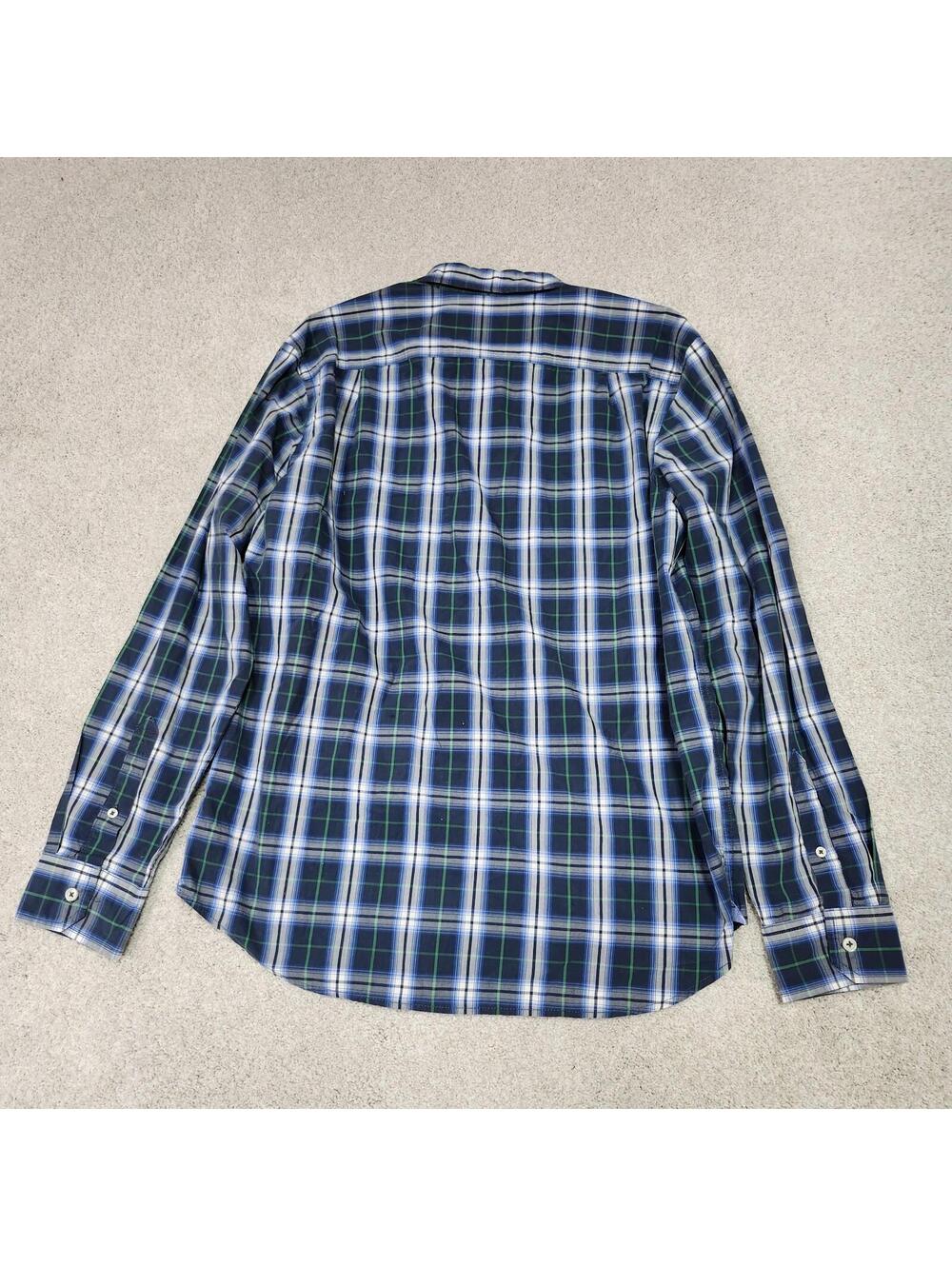 American Eagle Button Down Shirt Gray Blue White Plaid Long Sleeve Size Large - Picture 7 of 13